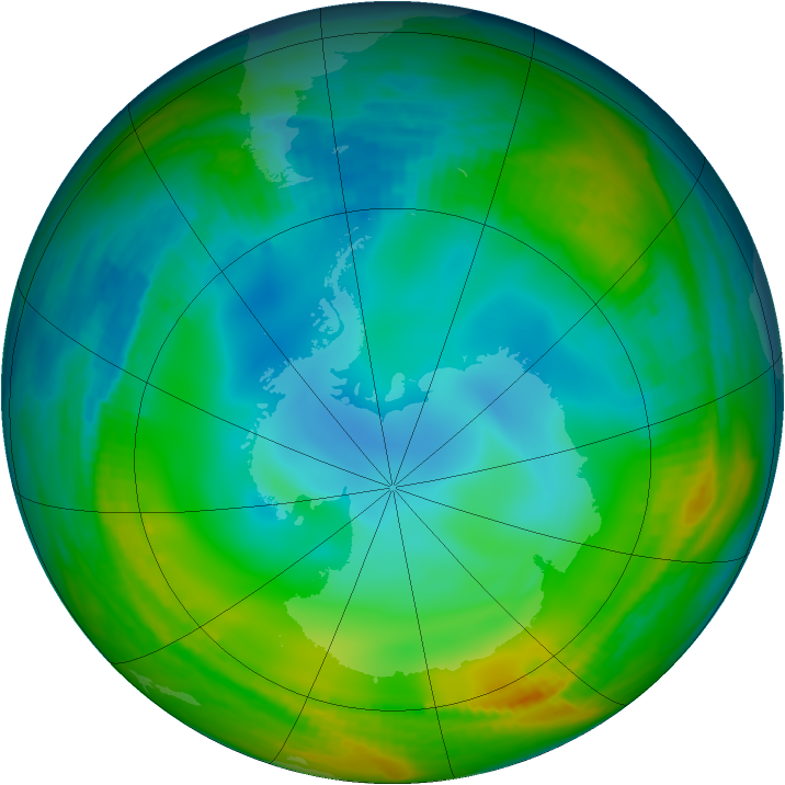 Antarctic ozone map for 28 June 1998
